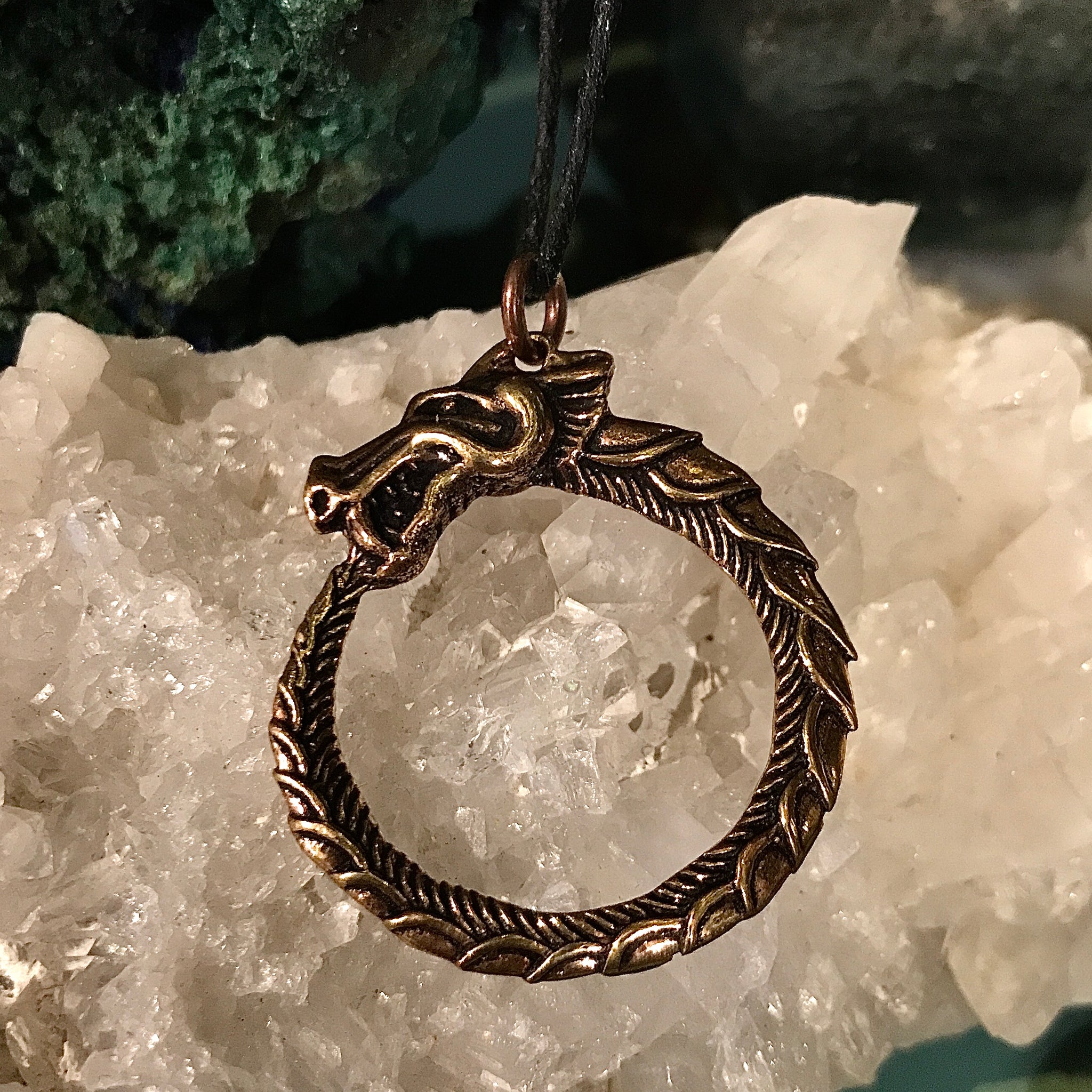 Oroboros Bronze Pendant Necklace