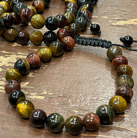 Natural Tiger Eye Macrame Closure Bracelet