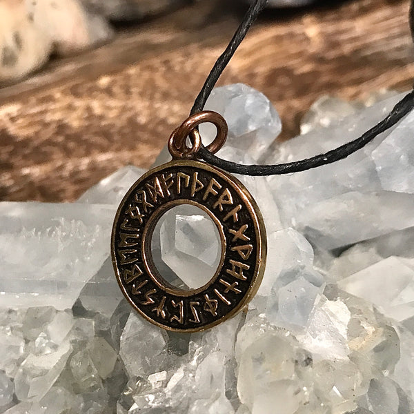 Runic Circle Bronze Pendant Necklace