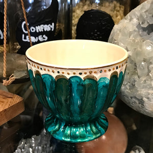 Offering Bowl in Teal Vintage China with Swarovski Crystal Edge