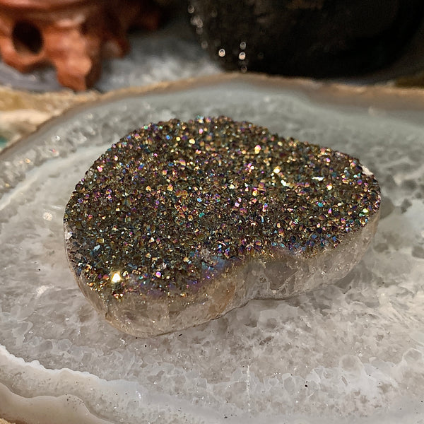 Titanium Aura Druzy Hearts