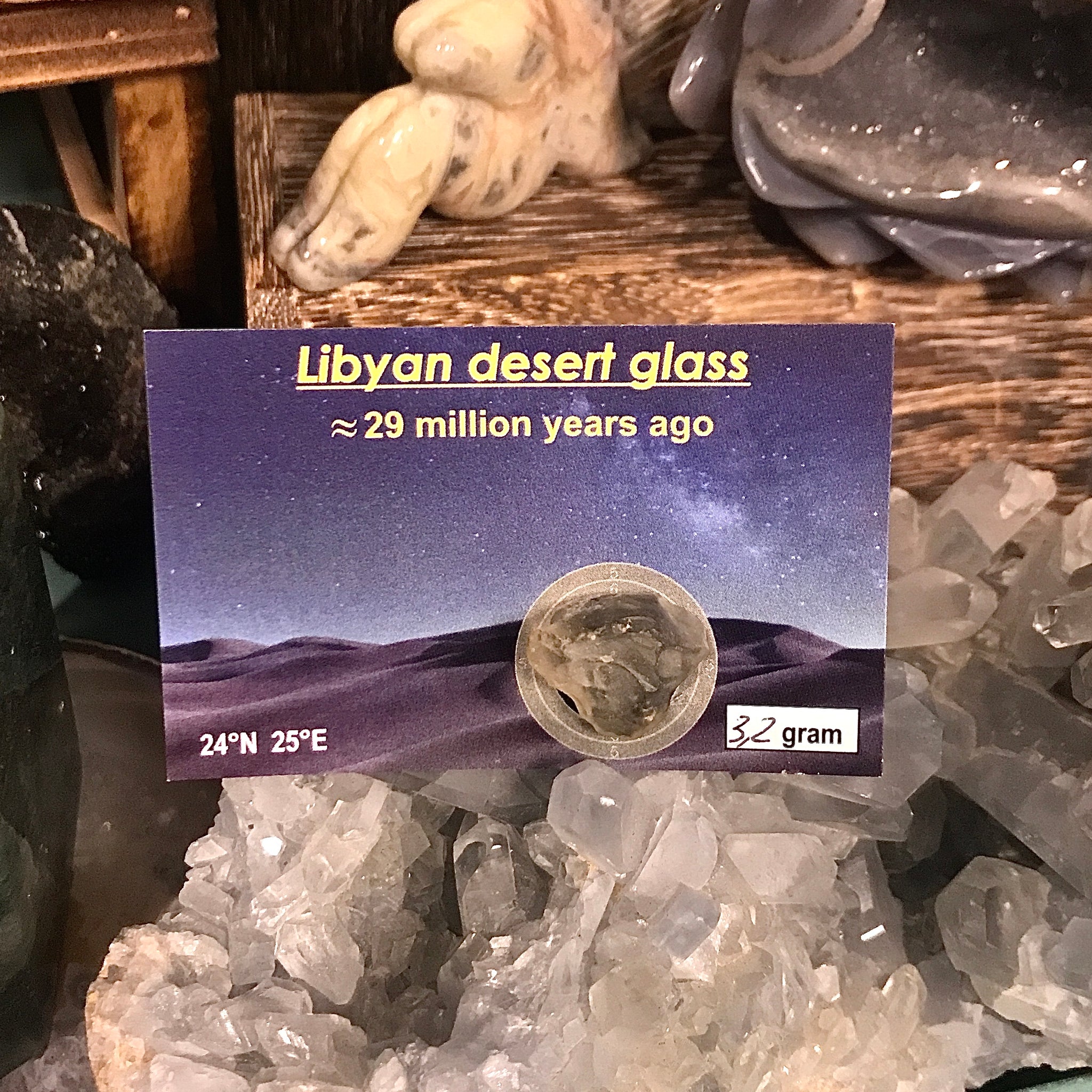 Libyan Desert Glass on Card 3.2 Gram