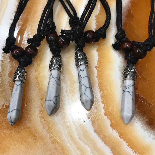 Wire Wrapped Dagger Pendant Cord Necklace