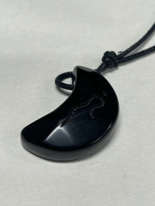 Hovave Art Obsidian Feminine Energy Moon Pendent on Black Cord