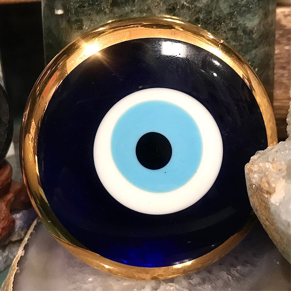 Evil Eye Housewarming Gift Round Blown Glass Undrilled