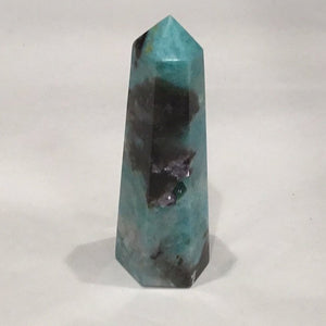 Black Gold Amazonite with Smoky Quartz Tower