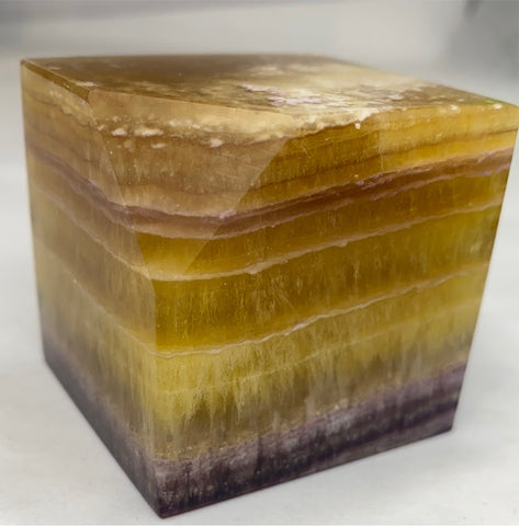 Yellow Fluorite Asymmetrical Standing Cube