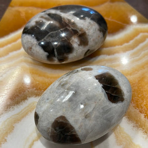 Cats Eye and Black Tourmaline Palm Stone