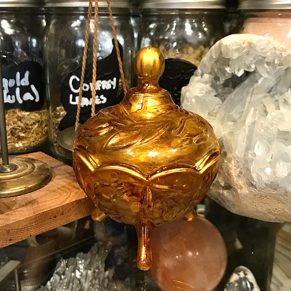 Golden Candy / Trinket Dish With Lid