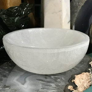 Triple Moon Carved 3.5 Inch Selenite Bowl