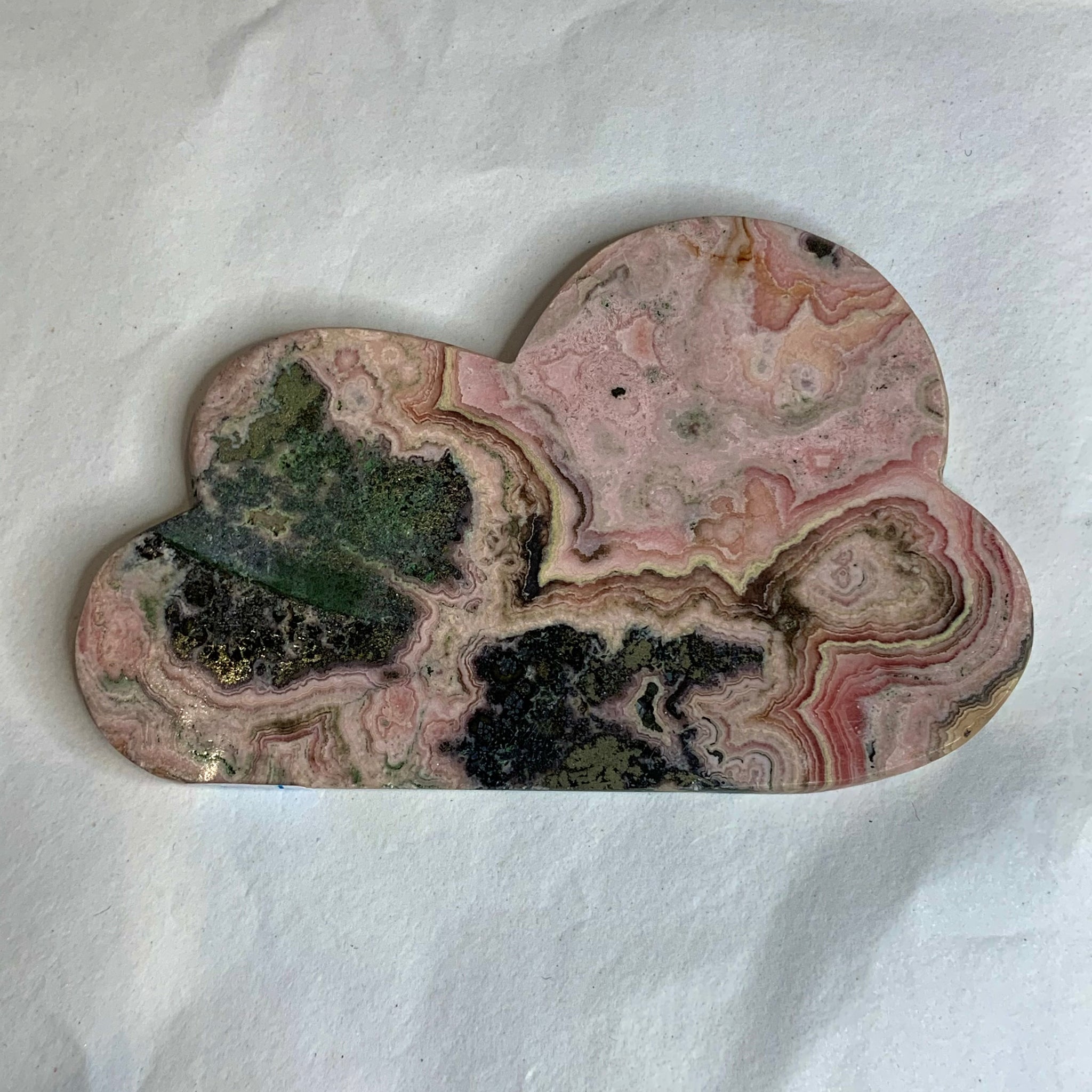 Rhodochrosite Carved Cloud With Pyrite