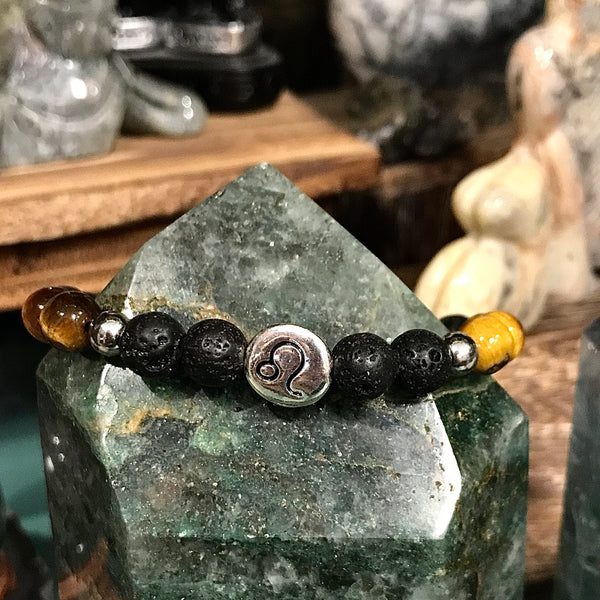 Zodiac Sign Horoscope Natural Stone Bracelet 7.5 Inches Long