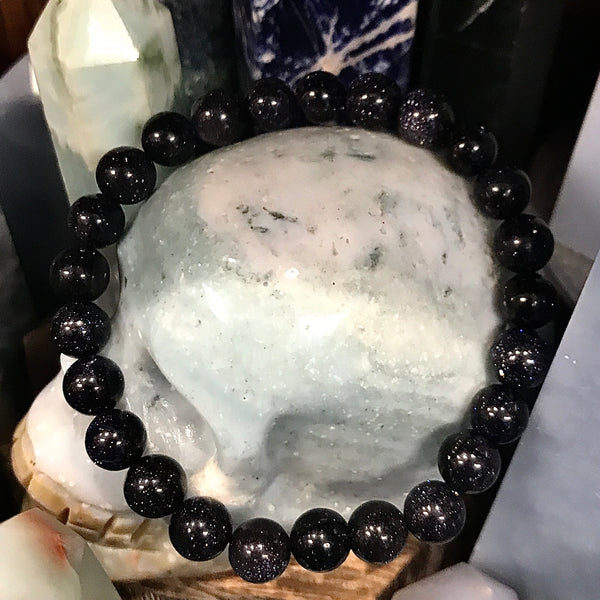 Blue Goldstone 6mm & 8mm Stackable Bracelet