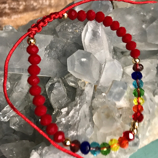 Chakra Faceted Bead Macrame Closure Bracelet