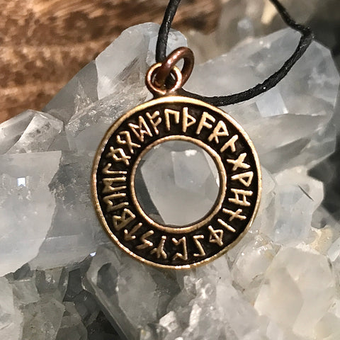 Runic Circle Bronze Pendant Necklace