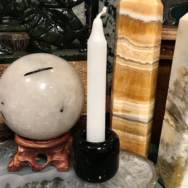 Ceramic Chime Candle Holder Black 7/8”