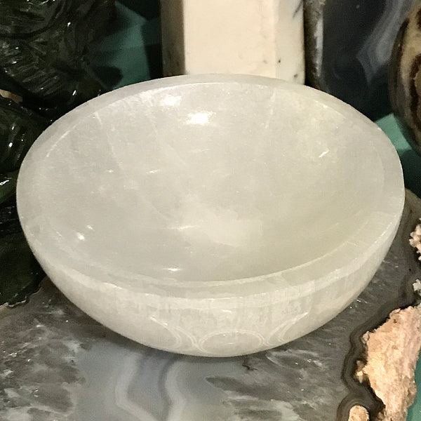 Triple Moon Carved 3.5 Inch Selenite Bowl