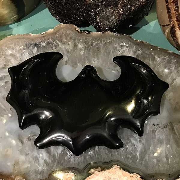 Obsidian Bat Carving 3.5 inches