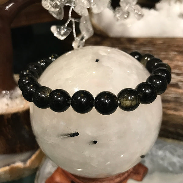 Natural Silver Sheen Obsidian Beaded Healing Bracelet