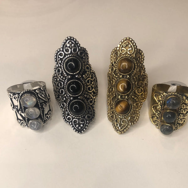 Boho Style Multi Stone Assorted Rings