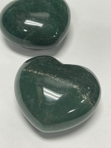 Dark Green Adventurine Puffy Hearts