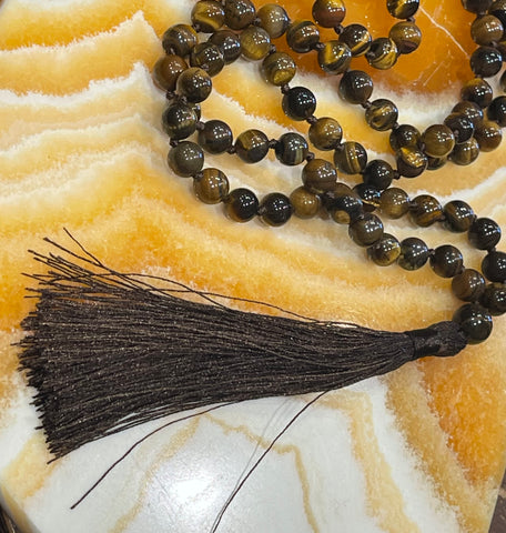 Tiger Eye 108 bead Mala Necklace