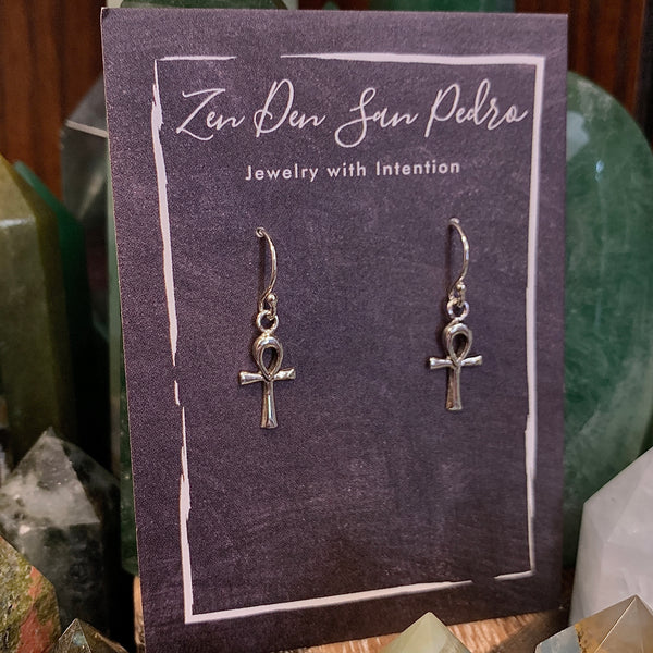 Ankh Sterling Silver Dangle Earrings