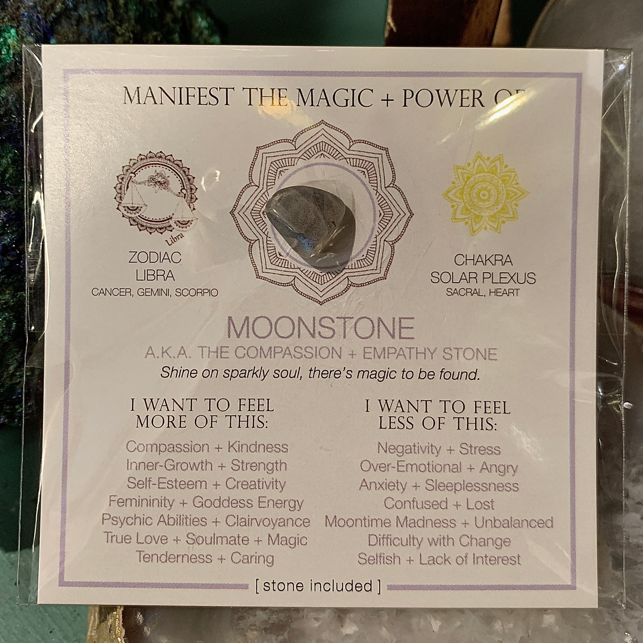 Manifestation Magic Stone Card-Moonstone