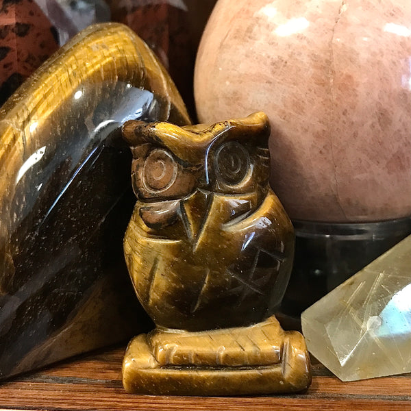 Tiger Eye Carved Owl