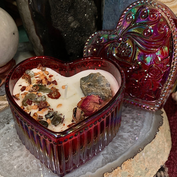 Ostara Heart Red Soy Candle 6 Oz