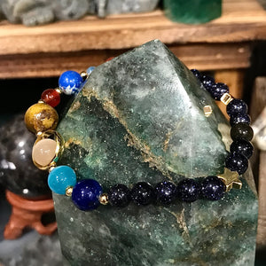 Solar System Gemstone Stretch Bracelet 7 Inches Long