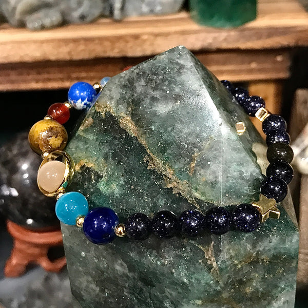 Solar System Gemstone Stretch Bracelet 7 Inches Long