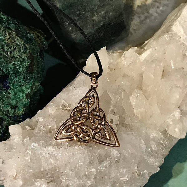 Celtic Weave Triangle Bronze Pendant Necklace