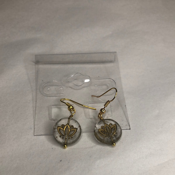 Lotus Round Dangle Gold Filled Earrings