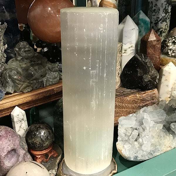 Selenite Cylinder Lamp 10 inches