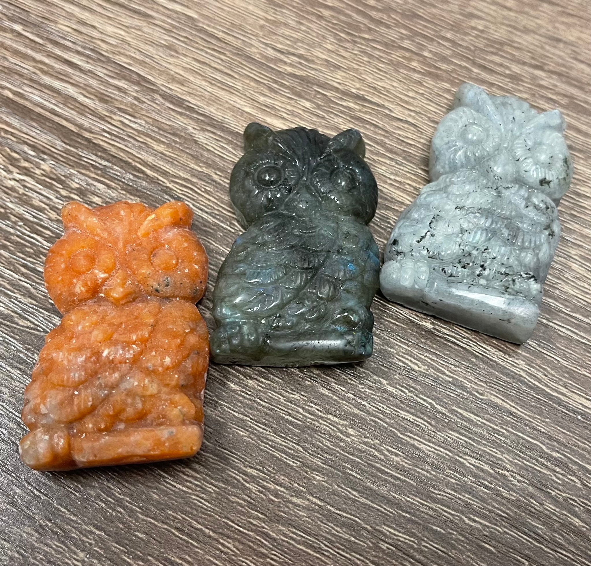 Owl Carving Assorted Gemstones