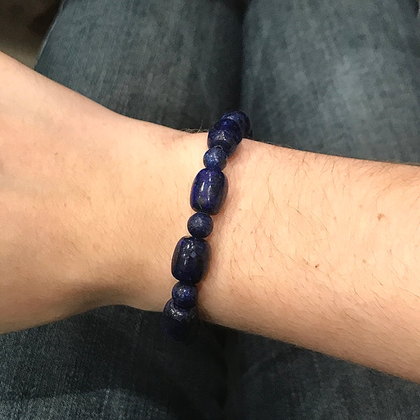 Lapis Mixed Bead Stretch Bracelet