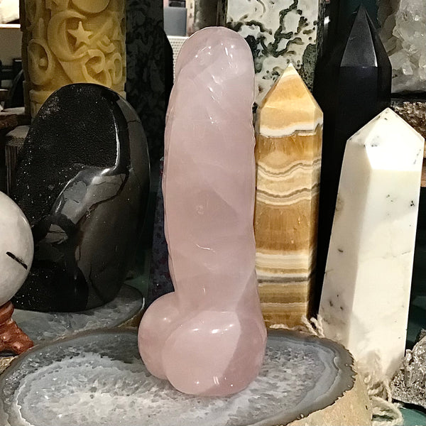 Rose Quartz Phallus Carving 7 inch