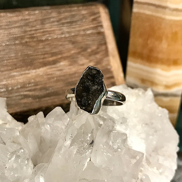 Moldavite Sterling Silver Ring