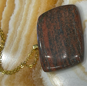 Unakite Gold Finish Pendant Necklace