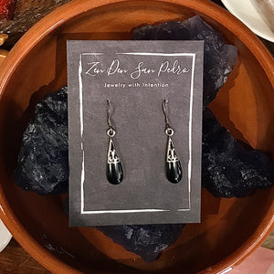 Onyx Filigree Teardrop Sterling Silver Earrings