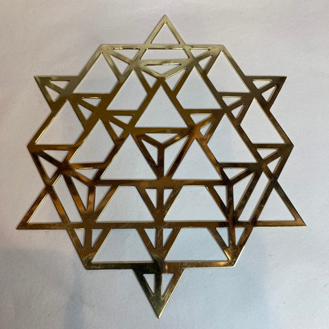 Brass 6 Inch Cut Sacred Geometry Crystal Grid