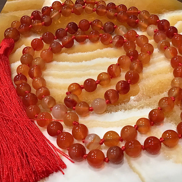 Carnelian 108 Bead Mala Necklace