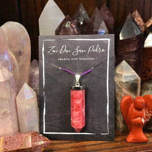 Thulite Silver Dagger Pendant