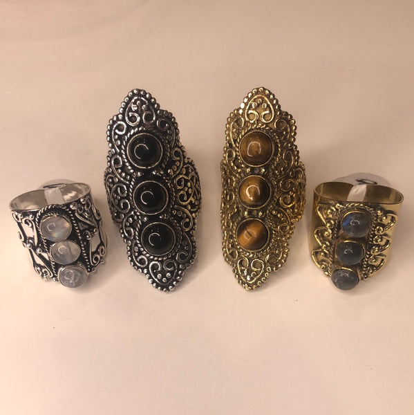 Boho Style Multi Stone Assorted Rings