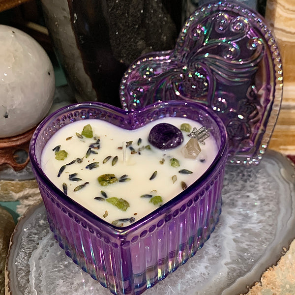 Heal Your Heart Lilac Heart Soy Candle by Zen Den