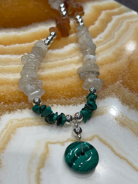 Malachite, Moonstone and Carnelian Fertility Necklace