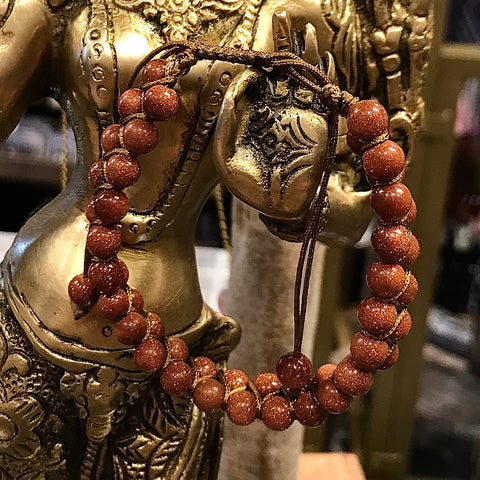 Double Strand Goldstone Macrame Bracelet