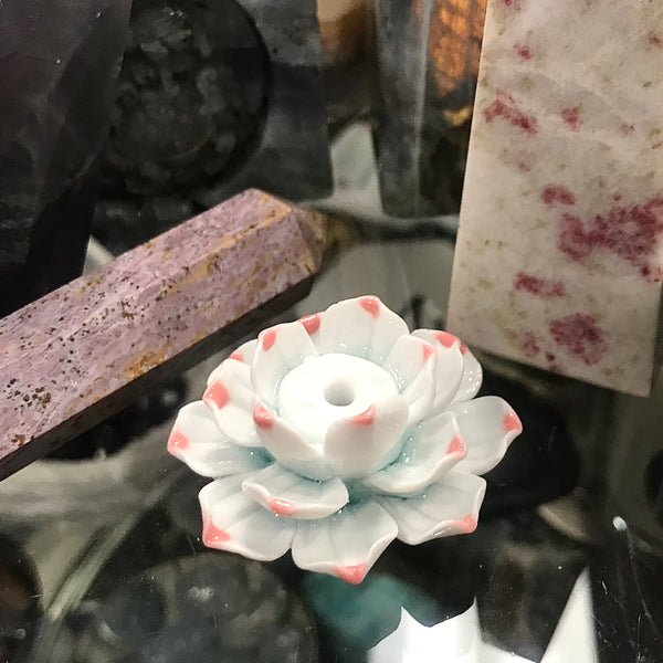 Ceramic Lotus Incense Burner 2x2 inches