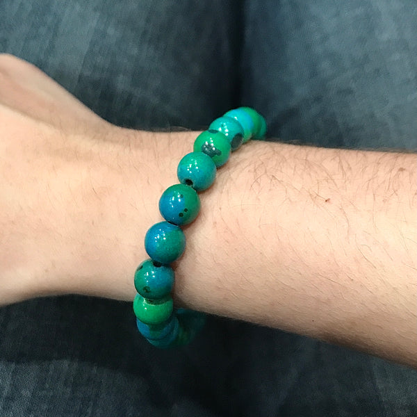 Chrysocolla (Stabilized) Round 8mm Stackable Bead Bracelet